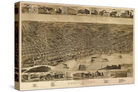 Memphis, Tennessee - Panoramic Map-Lantern Press-Stretched Canvas