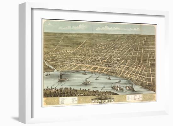 Memphis, Tennessee - Panoramic Map-Lantern Press-Framed Art Print