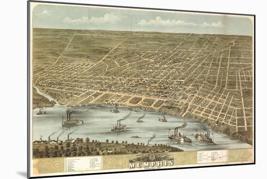 Memphis, Tennessee - Panoramic Map-Lantern Press-Mounted Art Print