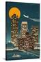 Memphis, Tennessee - Retro Skyline (no text)-Lantern Press-Stretched Canvas