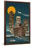 Memphis, Tennessee - Retro Skyline (no text)-Lantern Press-Framed Art Print