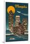 Memphis, Tennessee - Retro Skyline-Lantern Press-Framed Art Print