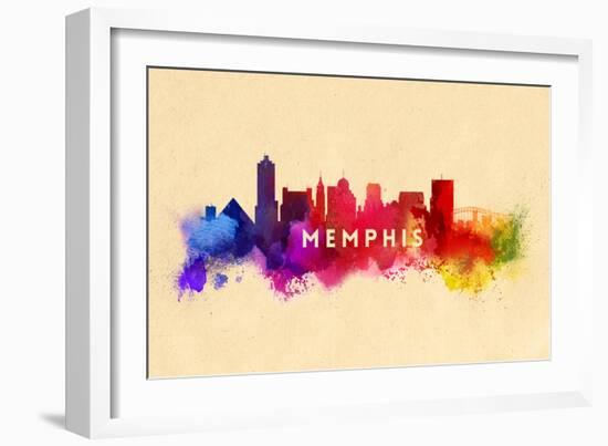 Memphis, Tennessee - Skyline Abstract-Lantern Press-Framed Art Print