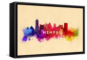 Memphis, Tennessee - Skyline Abstract-Lantern Press-Framed Stretched Canvas