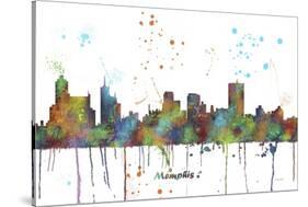 Memphis Tennessee Skyline MCLR 1-Marlene Watson-Stretched Canvas