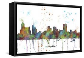 Memphis Tennessee Skyline MCLR 1-Marlene Watson-Framed Stretched Canvas