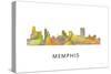 Memphis Tennessee Skyline-Marlene Watson-Stretched Canvas