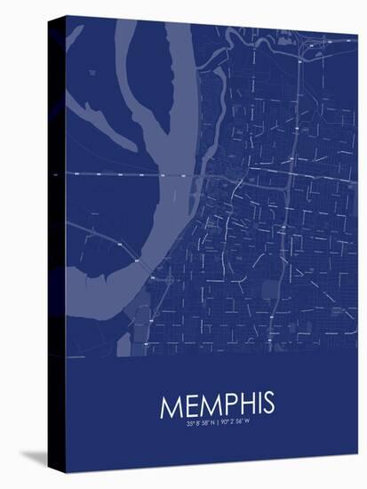 Memphis, United States of America Blue Map-null-Stretched Canvas