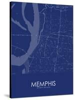 Memphis, United States of America Blue Map-null-Stretched Canvas