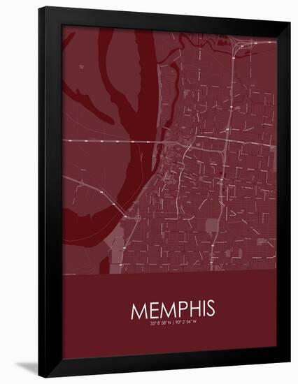 Memphis, United States of America Red Map-null-Framed Poster