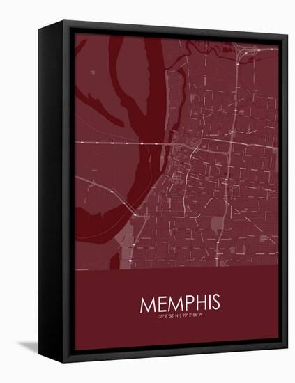 Memphis, United States of America Red Map-null-Framed Stretched Canvas