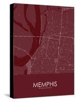 Memphis, United States of America Red Map-null-Stretched Canvas
