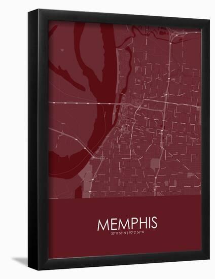 Memphis, United States of America Red Map-null-Framed Poster