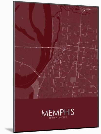 Memphis, United States of America Red Map-null-Mounted Poster