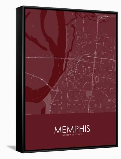 Memphis, United States of America Red Map-null-Framed Stretched Canvas