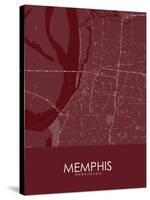 Memphis, United States of America Red Map-null-Stretched Canvas