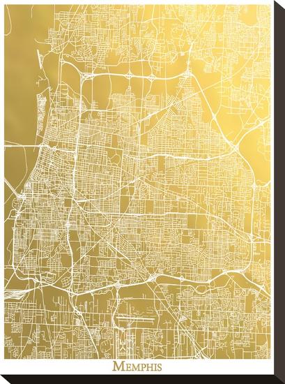 Memphis-The Gold Foil Map Company-Stretched Canvas