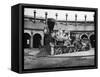 Men and Canadian Locomotive-null-Framed Stretched Canvas