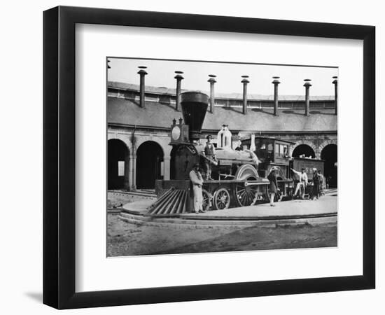 Men and Canadian Locomotive-null-Framed Photographic Print