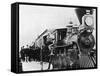 Men and Canadian Steam Locomotive-null-Framed Stretched Canvas