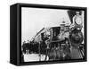 Men and Canadian Steam Locomotive-null-Framed Stretched Canvas