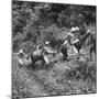 Men and Pack Animals Climbing a Steep Hill-null-Mounted Photographic Print