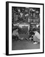 Men and their Birds Participating in Cock Fighting-null-Framed Photographic Print