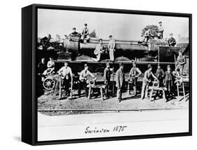 Men and Wolverhampton Locomotive-null-Framed Stretched Canvas