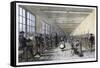 Men and Women at Work in the Patent Renewable Stocking Factory at Tewkesbury England-null-Framed Stretched Canvas