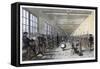 Men and Women at Work in the Patent Renewable Stocking Factory at Tewkesbury England-null-Framed Stretched Canvas