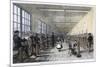 Men and Women at Work in the Patent Renewable Stocking Factory at Tewkesbury England-null-Mounted Art Print