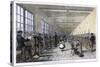 Men and Women at Work in the Patent Renewable Stocking Factory at Tewkesbury England-null-Stretched Canvas