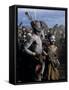 Men and Women Dance Together in the Karo Village of Duss, Omo Delta, Ethiopia-John Warburton-lee-Framed Stretched Canvas