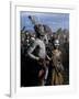 Men and Women Dance Together in the Karo Village of Duss, Omo Delta, Ethiopia-John Warburton-lee-Framed Photographic Print