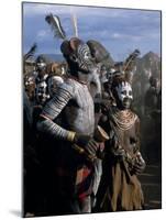 Men and Women Dance Together in the Karo Village of Duss, Omo Delta, Ethiopia-John Warburton-lee-Mounted Photographic Print