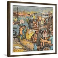 Men and Women in a Washington State Hunger March on U.S. Highway 99 South to Olympia-Ronald Ginther-Framed Giclee Print