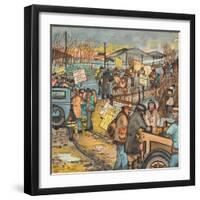 Men and Women in a Washington State Hunger March on U.S. Highway 99 South to Olympia-Ronald Ginther-Framed Giclee Print