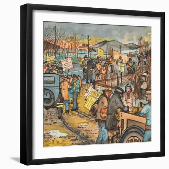 Men and Women in a Washington State Hunger March on U.S. Highway 99 South to Olympia-Ronald Ginther-Framed Giclee Print