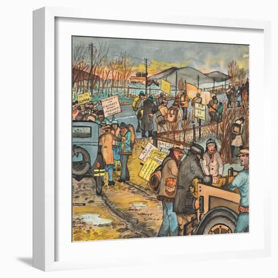 Men and Women in a Washington State Hunger March on U.S. Highway 99 South to Olympia-Ronald Ginther-Framed Giclee Print