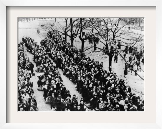 Men and Women of the Nazi Occupied Districts of Poland, Russia and France are Herded Together-null-Framed Photographic Print