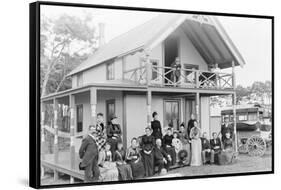 Men and Women Outside a Boarding House-null-Framed Stretched Canvas