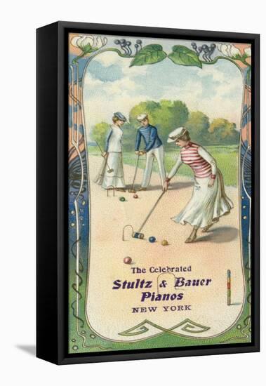 Men and Women Playing Croquet-null-Framed Stretched Canvas