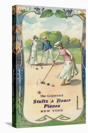 Men and Women Playing Croquet-null-Stretched Canvas