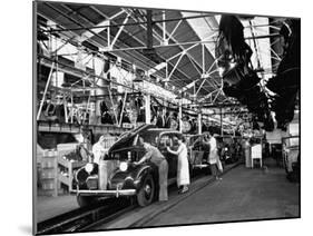 Men and Women Polishing Chevrolets on the Assembly Line at the General Motors Plant-null-Mounted Photographic Print