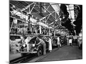 Men and Women Polishing Chevrolets on the Assembly Line at the General Motors Plant-null-Mounted Photographic Print