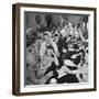 Men and Women Socializing at the USO Recreation Center-William C^ Shrout-Framed Photographic Print