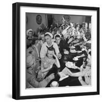 Men and Women Socializing at the USO Recreation Center-William C^ Shrout-Framed Photographic Print