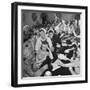 Men and Women Socializing at the USO Recreation Center-William C^ Shrout-Framed Photographic Print