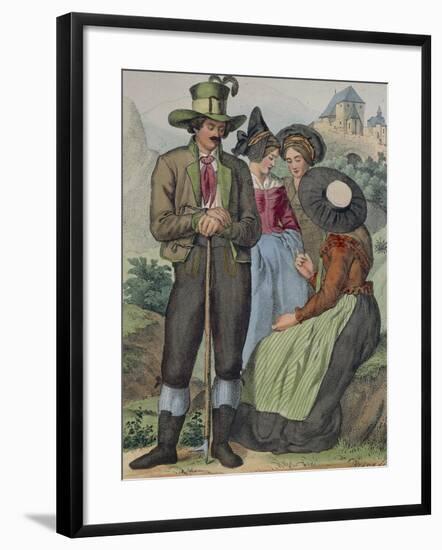 Men and Women Tyrolean Traditional Costumes-null-Framed Giclee Print