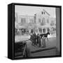 Men and Women, Wearing the Traditional Burqa, Walk Along a Street in Kabul-null-Framed Stretched Canvas